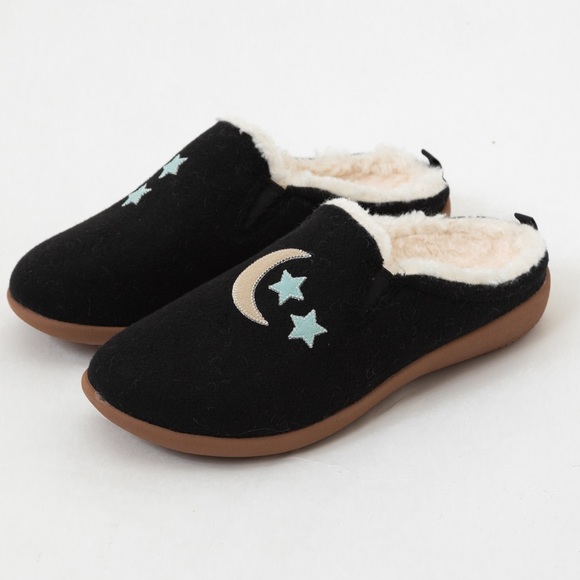 Spenco comfy slippers felted novelty Evie style black moon & stars orthotic 8.5W - Picture 3 of 11